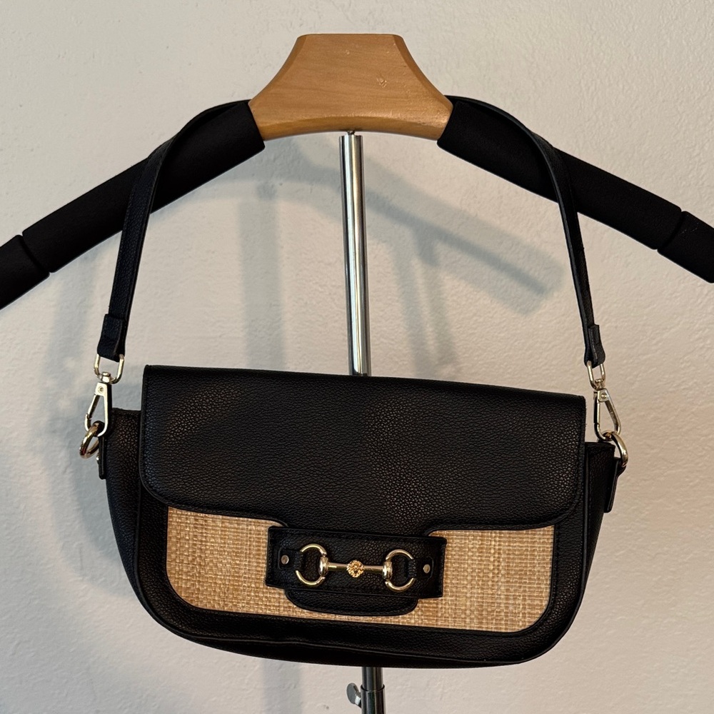 Anne Klein women’s shoulder bag black and tan sling bag